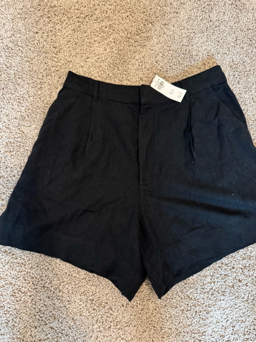 Abercrombie & Fitch Linen Black High-Waist Shorts